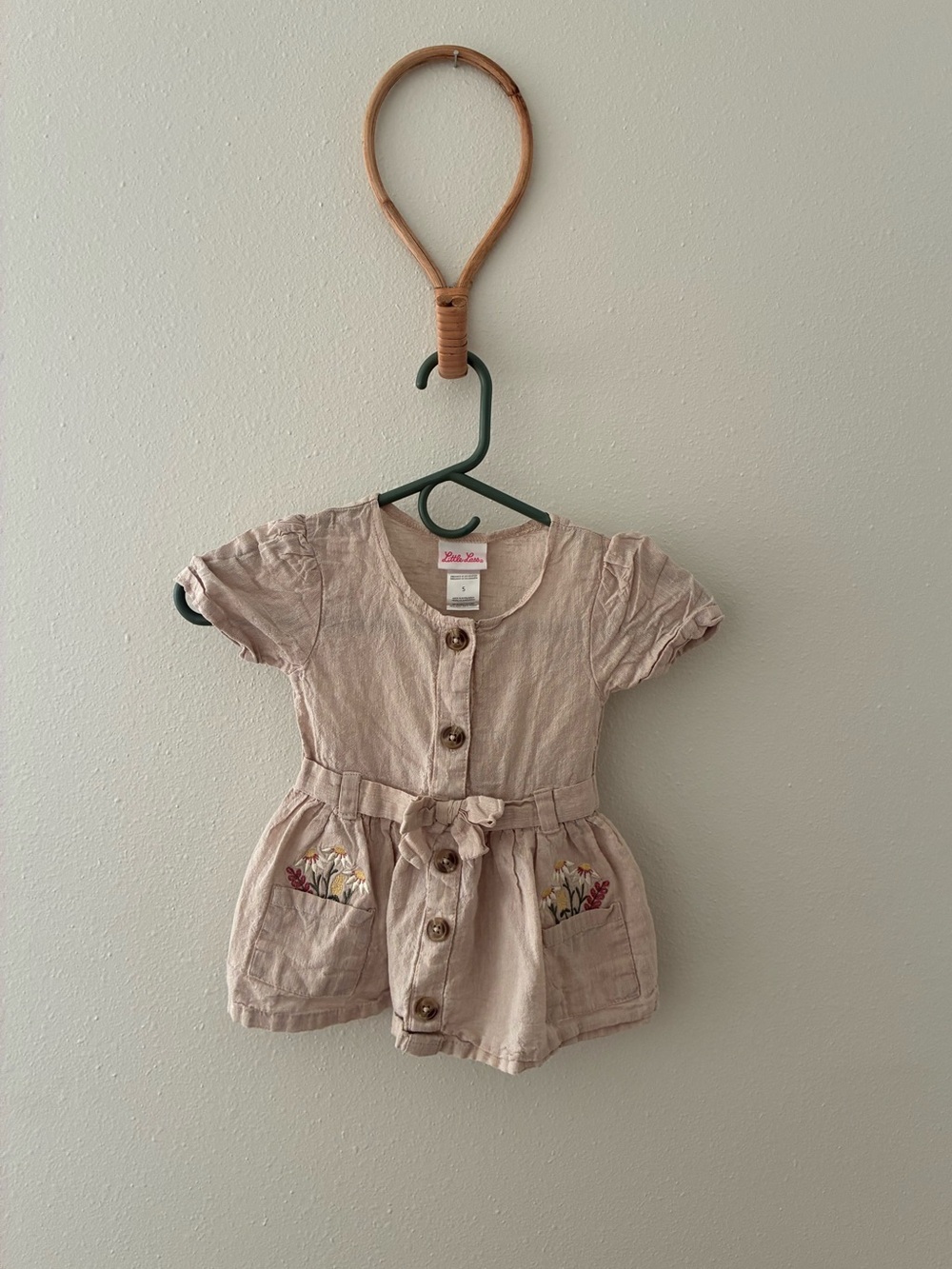 Little Lass linen blend embroidered dress